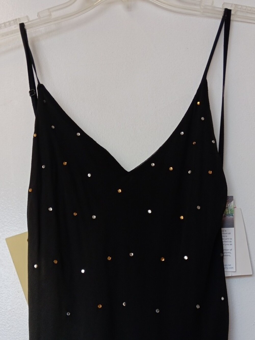 Vintage Beaded Ombre Spaghetti-Strap Maxi Dress in Black and Tan 606 - Picture 5 of 16